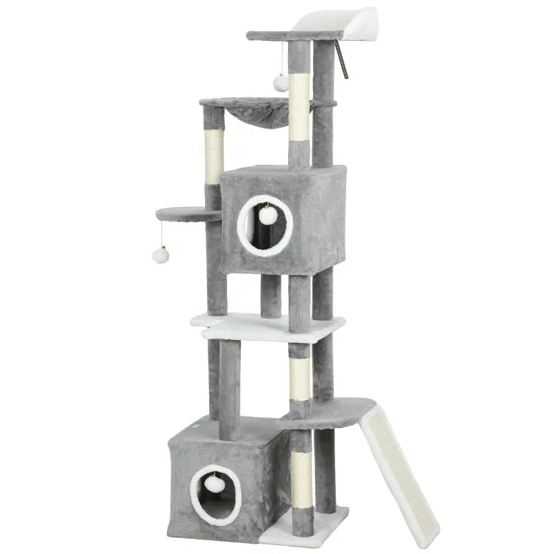 Cat Scratching Tree with 2 Houses and Ramp
