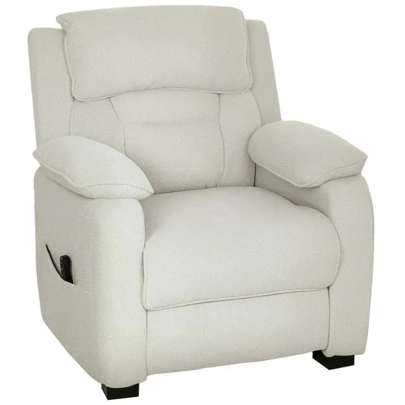 Reclining Velvet Armchair with Footrest, Beige