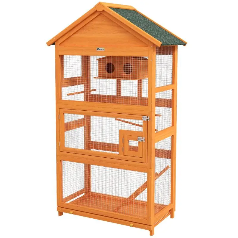 Bird Aviary with House, Ladder and Tray