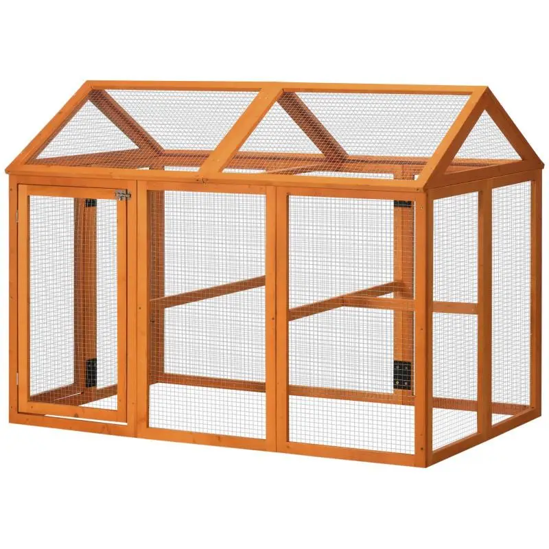 Wooden Chicken Coop with Multiple Doors