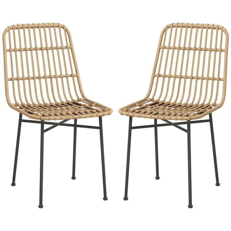 Set of 2 Boho-Style Chairs, 45 x 57 x 83 cm, Yellow