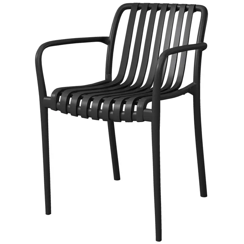 Set of 4 Stackable Patio Chairs with Curved Backrest