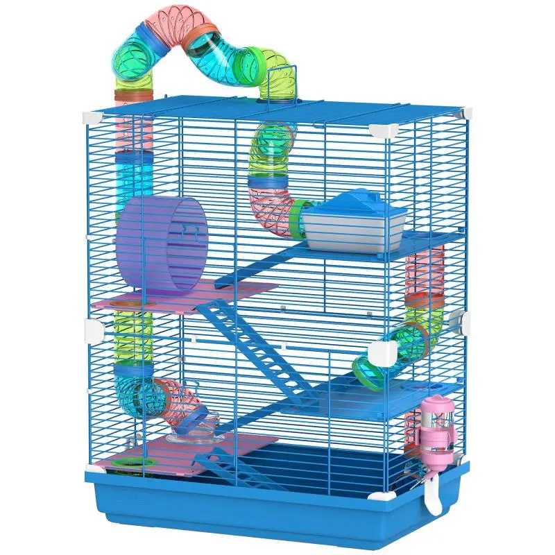 5-Level Hamster Cage with Tubes, 46 × 30 × 58 cm