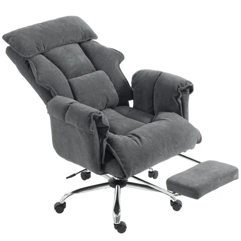 Height-Adjustable Office Chair with Footrest, Dark Grey