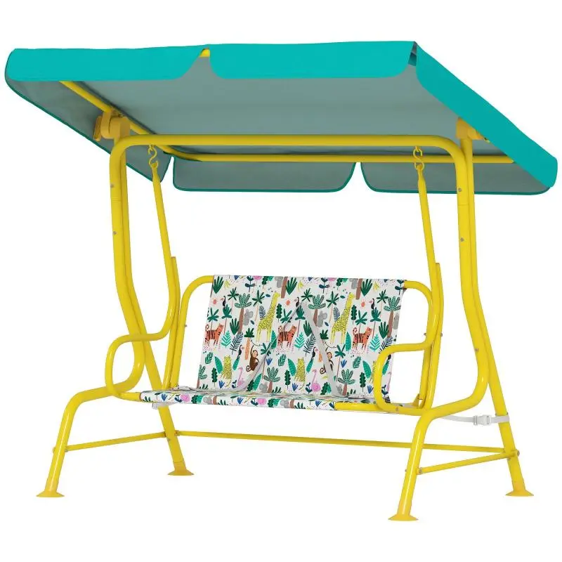2-Seater Children’s Porch Swing with Canopy, Green