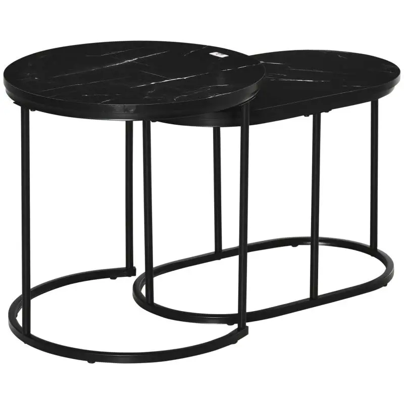 Set of 2 Stackable Coffee Tables, Black