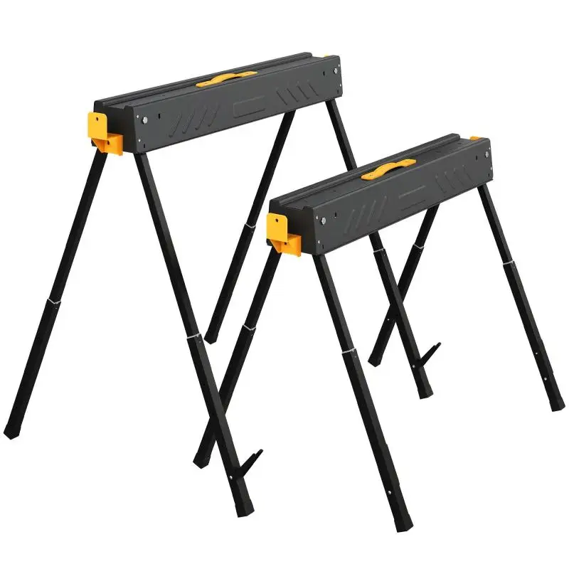 Set of 2 Folding Sawhorses, Black