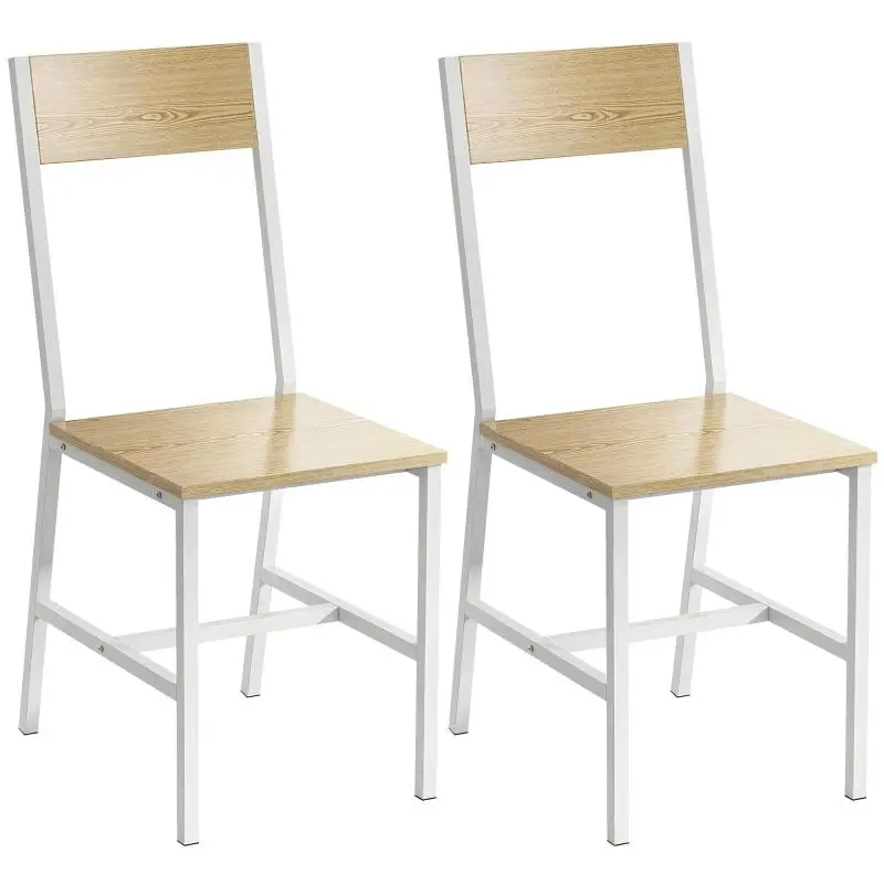 Set of 2 Dining Chairs, Natural Wood Finish