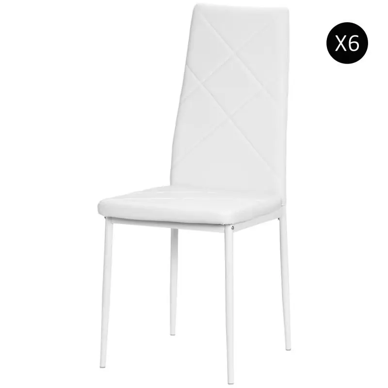 Set of 6 Dining Chairs, White