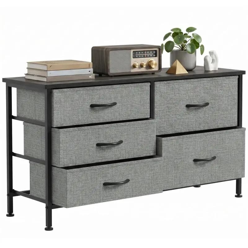 5-Drawer Fabric Dresser with Steel Frame