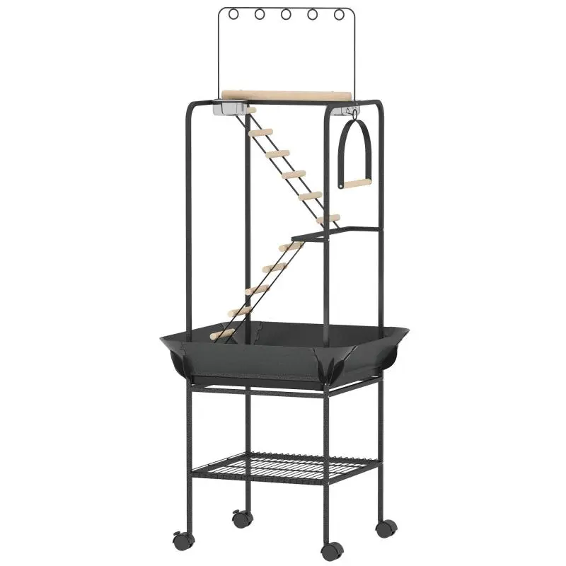 Bird Play Stand with Wheels, 63 cm