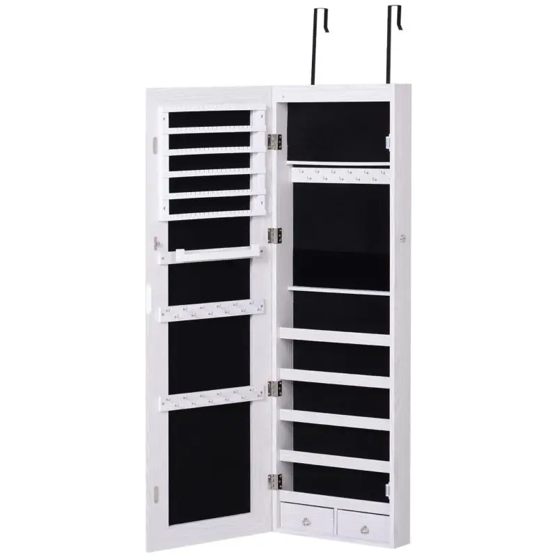 Jewellery Cabinet with Mirror, LED and 2 Drawers