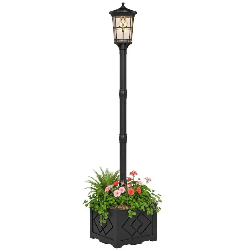 Solar Garden Lamp with Planter, 202.5 cm