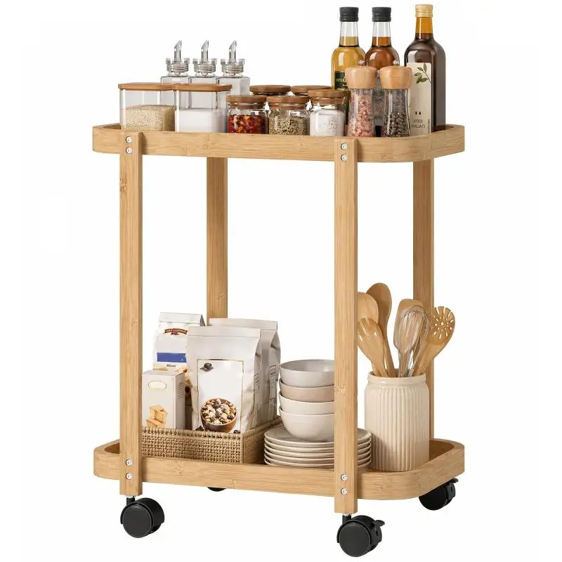 2-Tier Bamboo Kitchen Cart, 54 cm