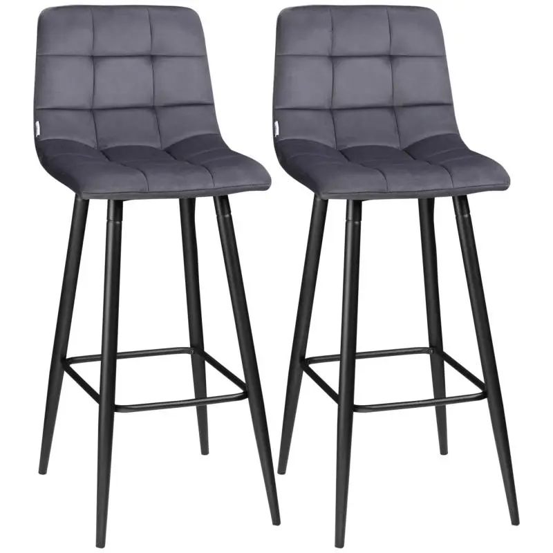 Set of 2 Velvet Bar Stools