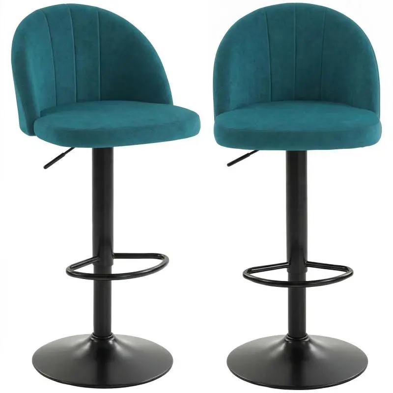 Swivel Bar Stools with Footrest, Blue