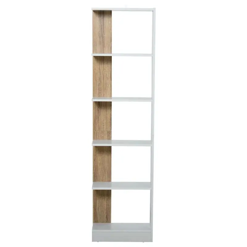 Narrow 5-Tier Bookshelf, 45 x 21 x 170 cm, Oak and White
