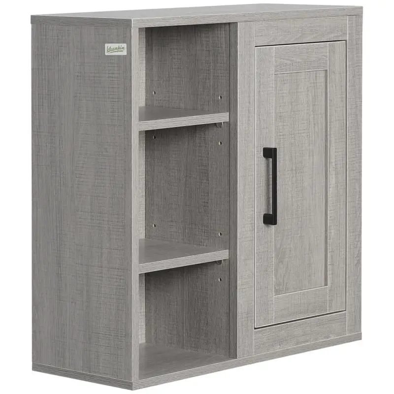 Wall-Mounted Bathroom Cabinet with 3 Open Shelves, 48 x 20 x 50 cm, Grey