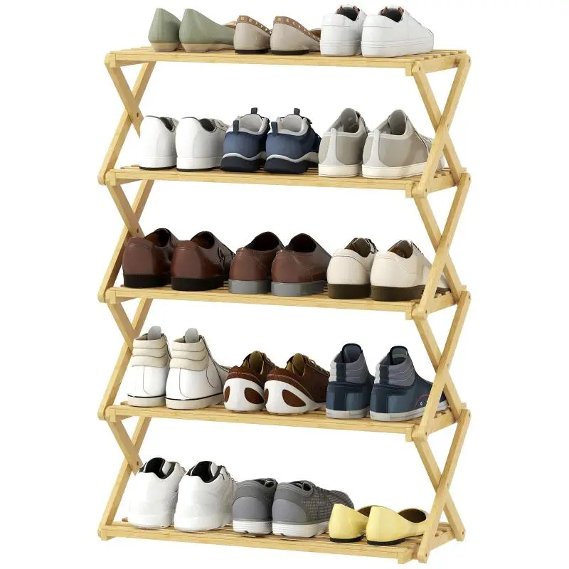 5-Tier Foldable Bamboo Shoe Rack