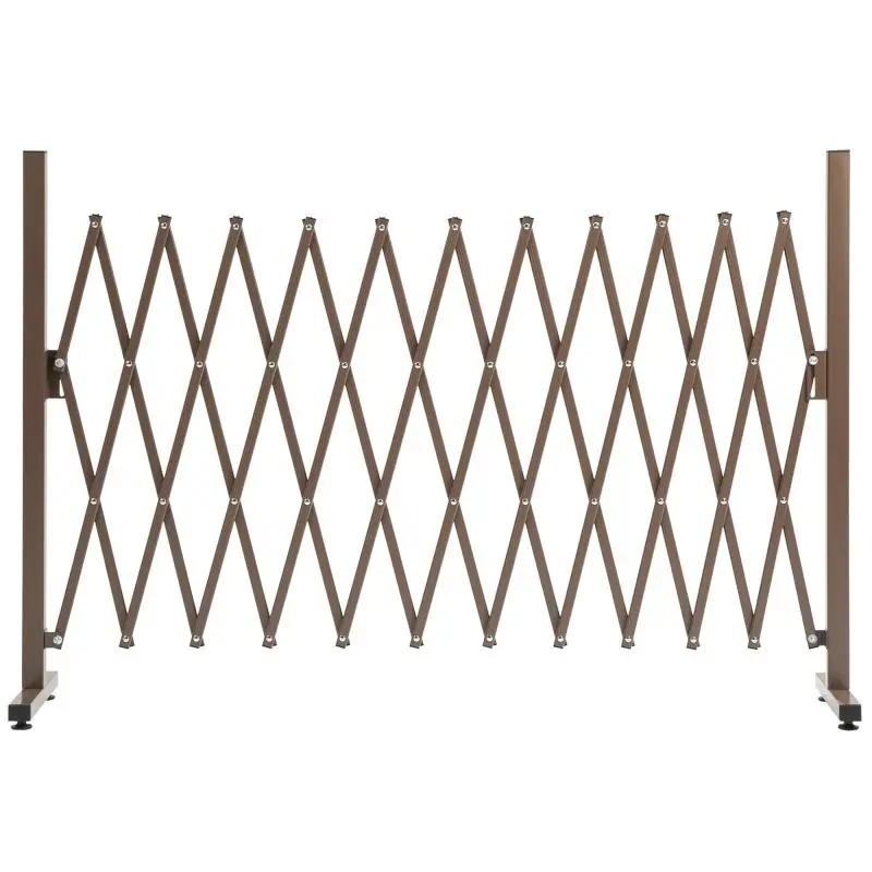 Adjustable-Width Garden Fence, Metal and Aluminum, 300x31x103.5 cm, Dark Brown