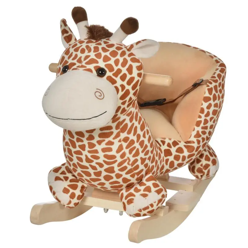 Wooden Giraffe Rocking Toy with Nursery Rhymes