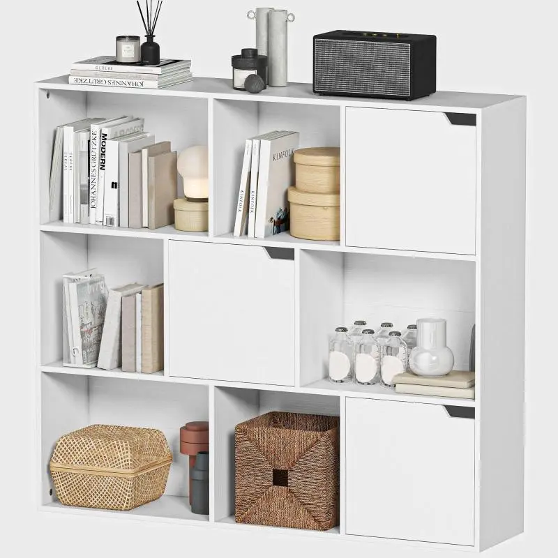 Cube Bookcase with 6 Open and 3 Closed Sections