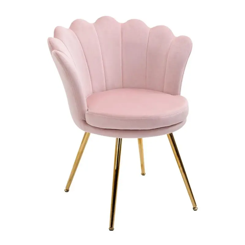 Pink Velvet Shell-Back Lounge Chair