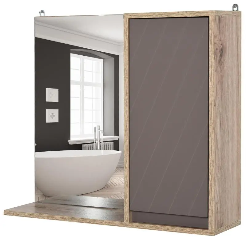 Wall-Mounted Bathroom Cabinet with Mirror, 57 cm