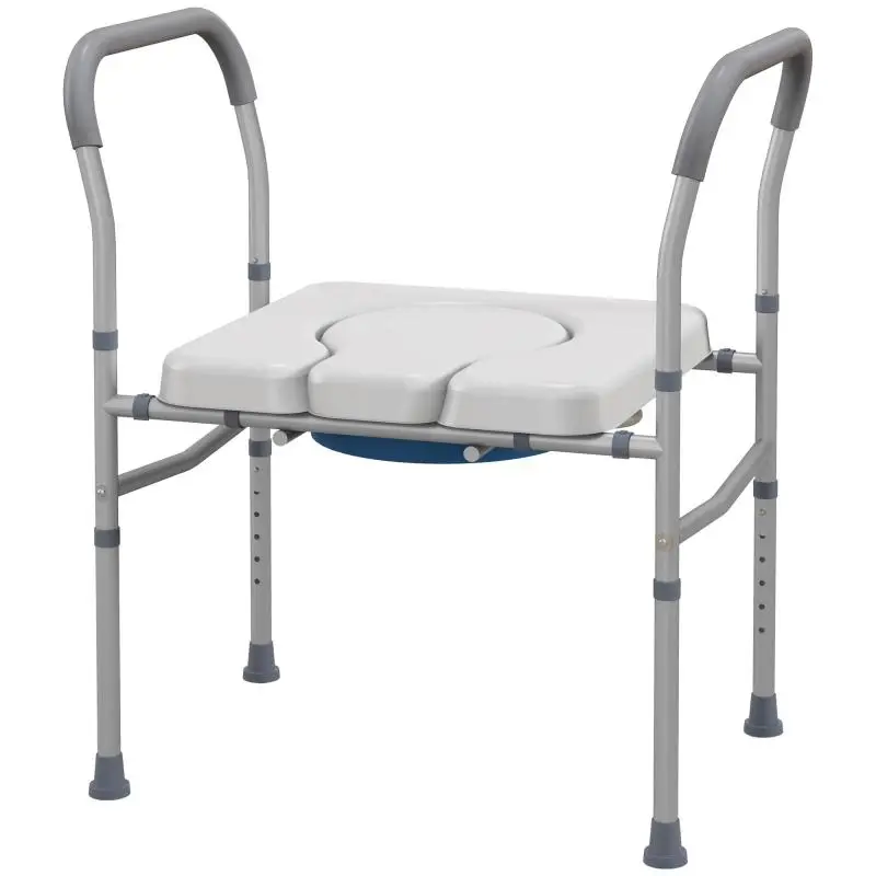 4-in-1 Height-Adjustable Commode Chair, Grey