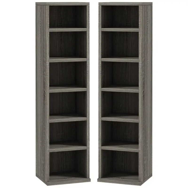 Set of 2 CD Storage Units with Adjustable Shelves