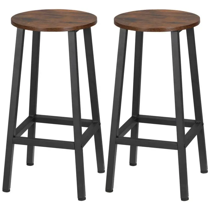 Set of 2 Kitchen Stools, 32.5 × 32.5 × 65 cm, Brown