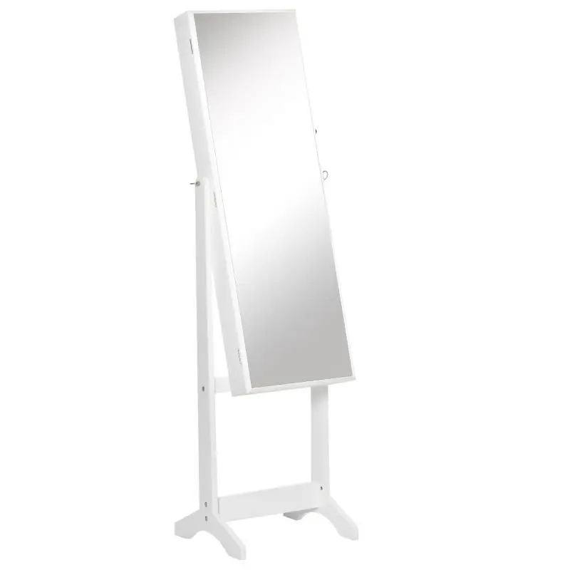 Jewellery Cabinet with Mirror and Lock, White