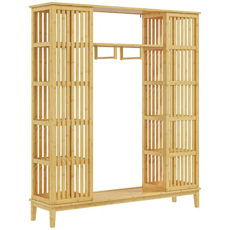 Bamboo Wardrobe with Sliding Doors, 145 cm