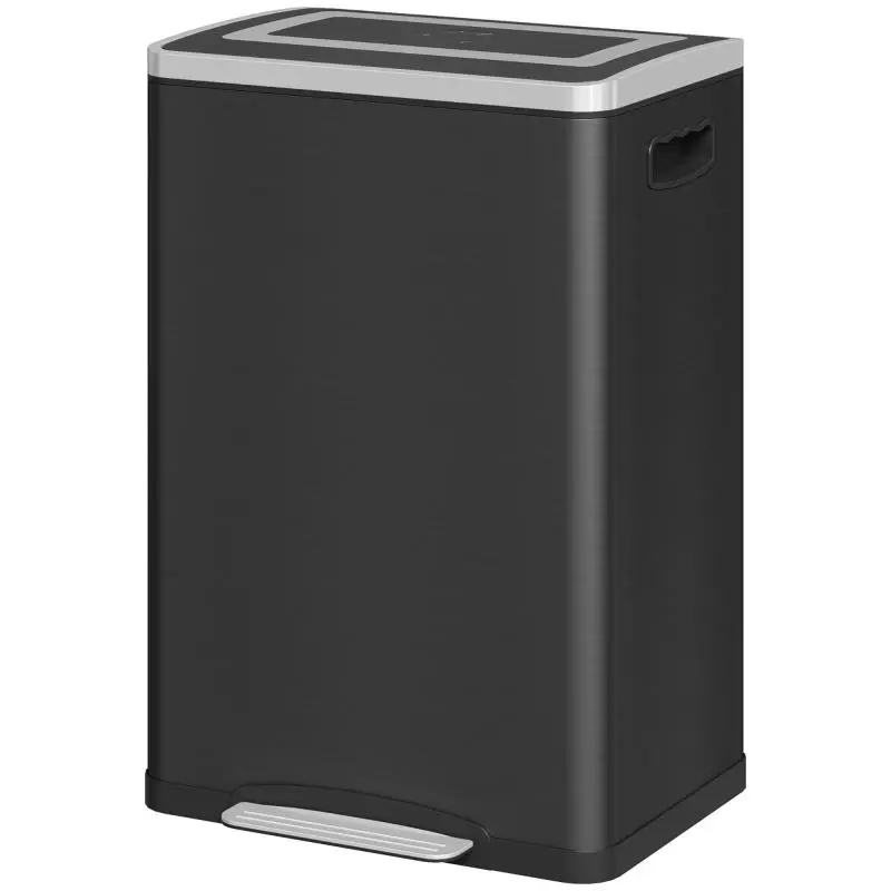 20 L 2-Compartment Pedal Bin, Black