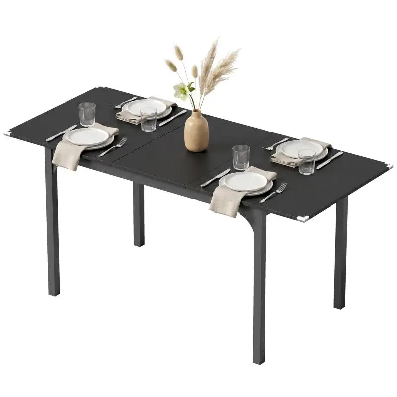 Extendable Dining Table, 120–160 cm, Black