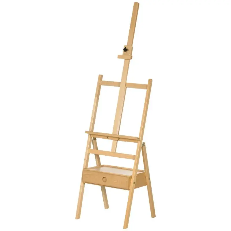 Height-Adjustable Beech Wood Artist's Easel with Drawer