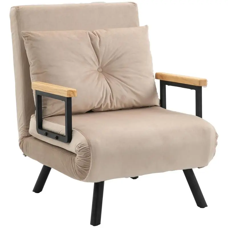 Convertible Chair Bed with Reclining Backrest