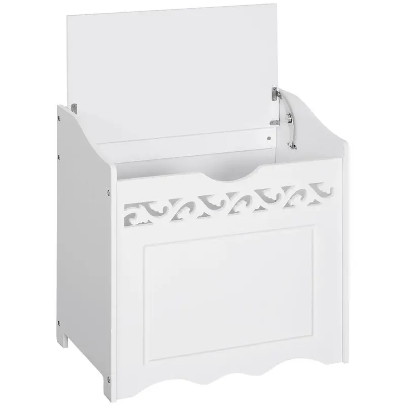 Bathroom Cabinet with Hinged Lid, 55 cm, White