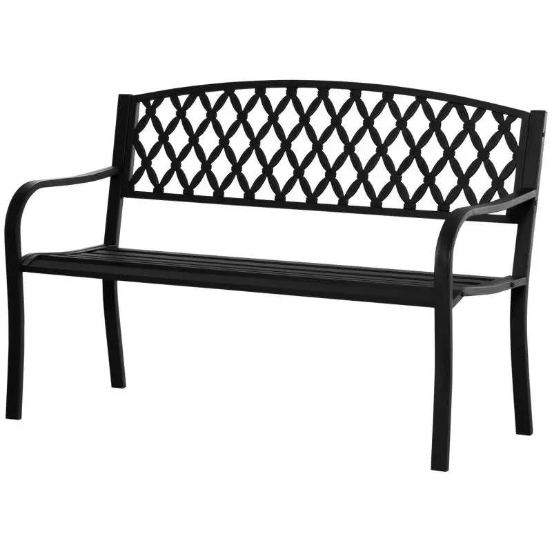2-Seater Outdoor Bench, 128 cm, Black