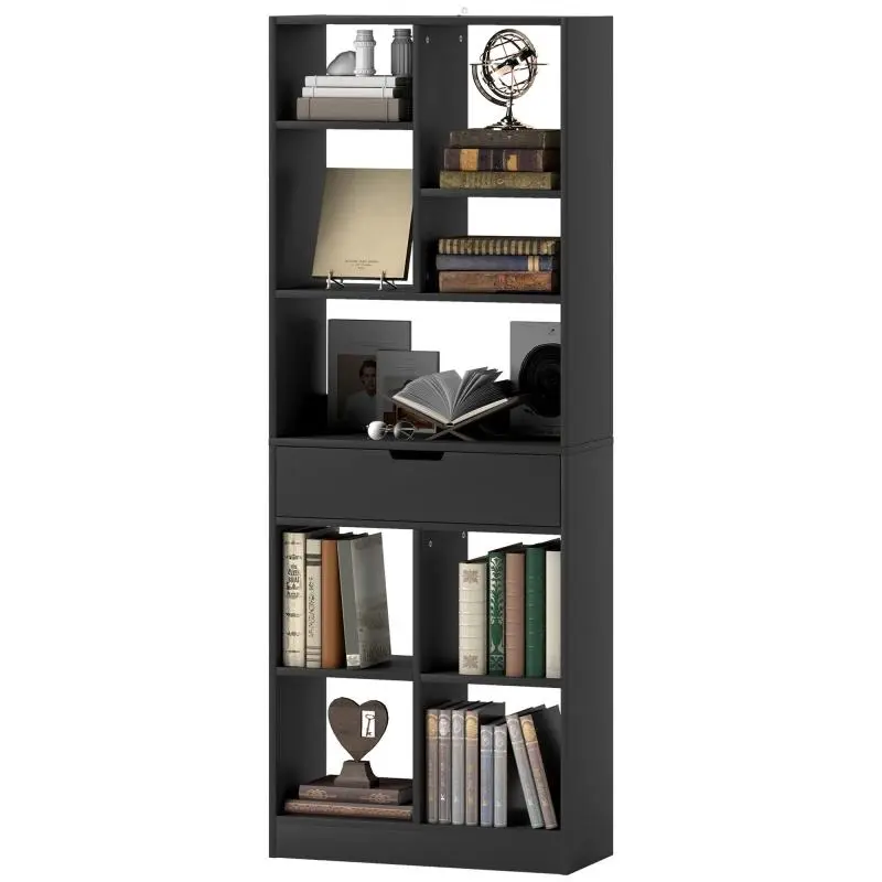 Bookcase with Central Drawer, 60 x 26 x 158 cm