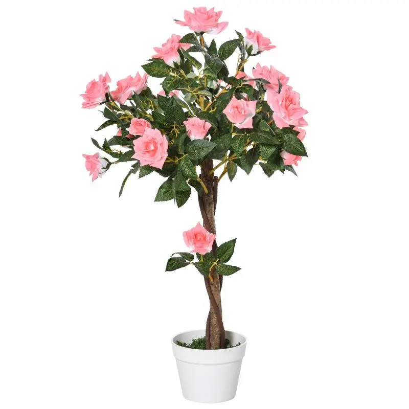 Artificial Rose Plant with 21 Flowers, Pink