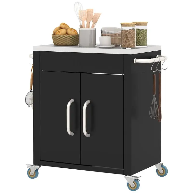 Stainless Steel Kitchen Cart with Storage Cabinet