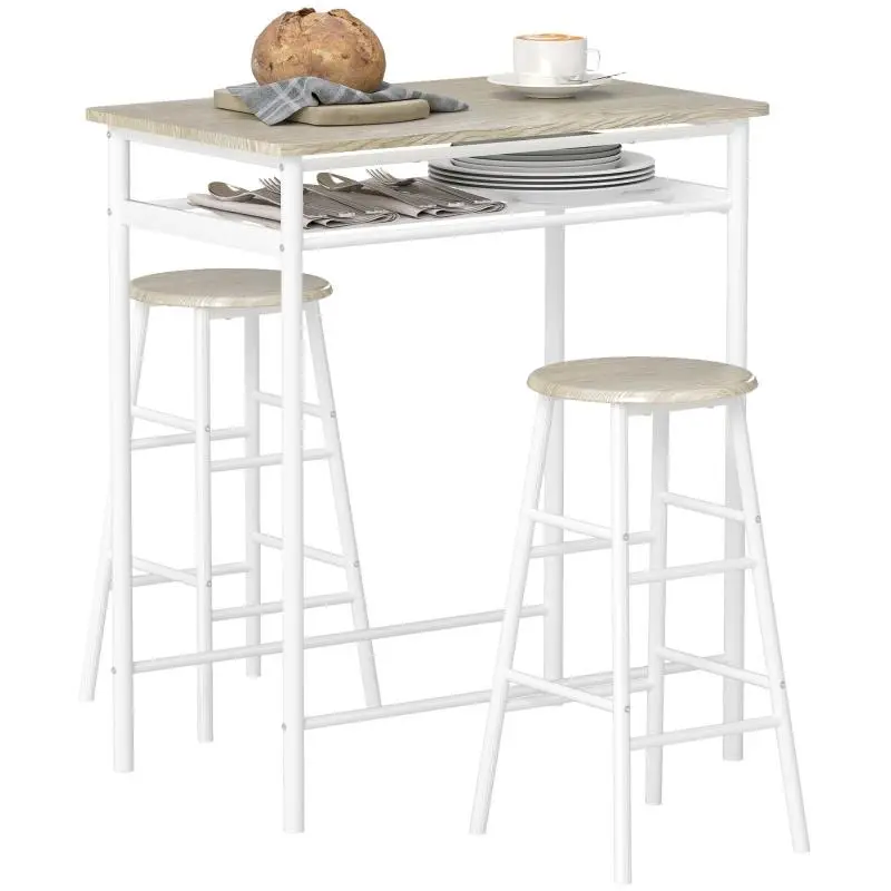 Bar Table and 2 Stools Set