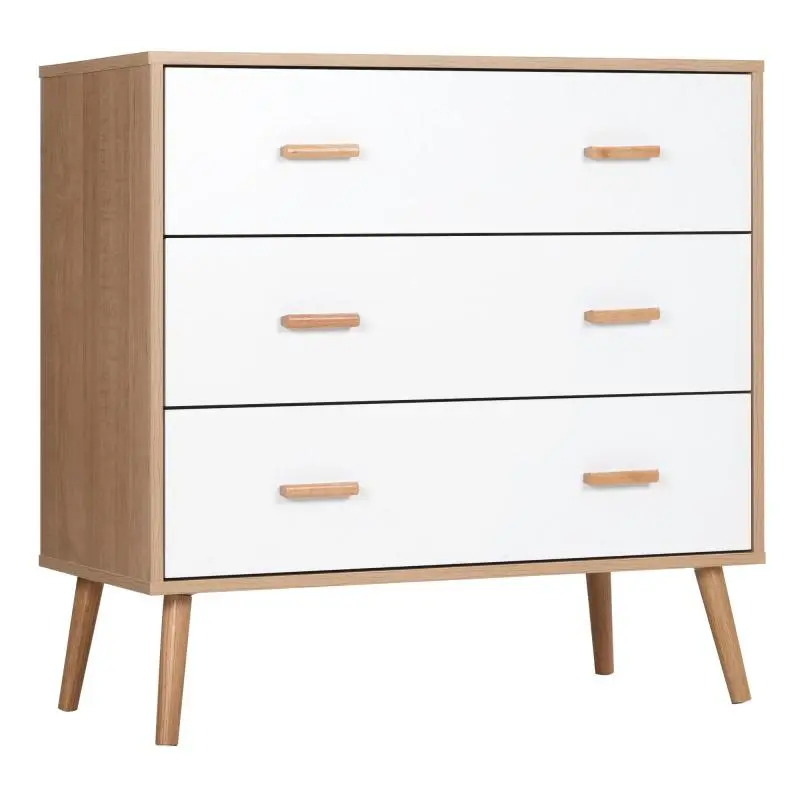 3-Drawer Chest with Wooden Legs, 80 cm