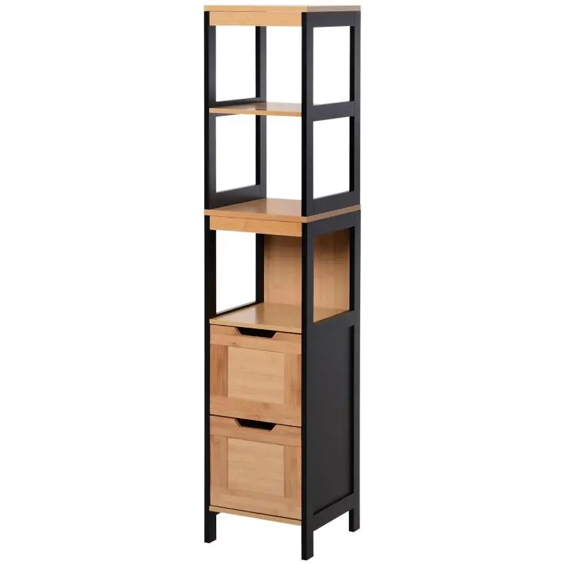 Bathroom Tall Cabinet with 2 Drawers and 3 Shelves