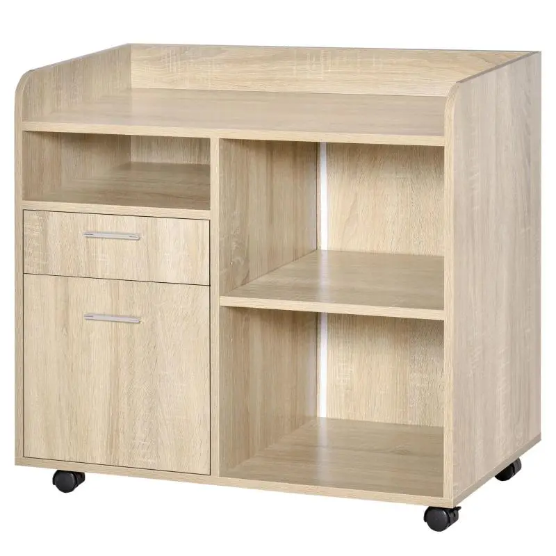 Printer Stand with 4 Wheels, Oak