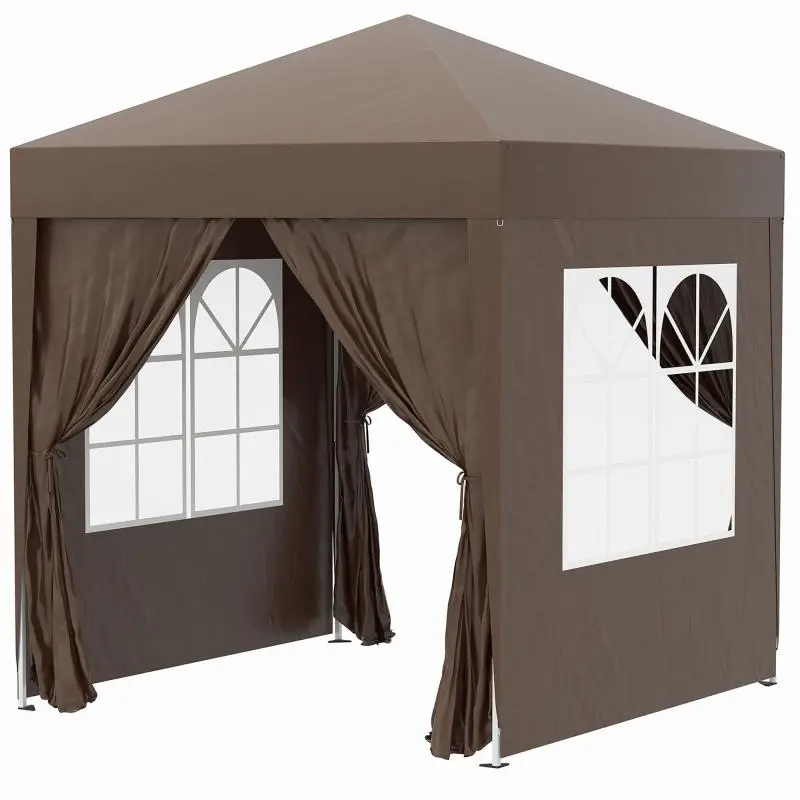 Folding Gazebo with 4 Sidewalls, Dark Green, 2 × 2 m