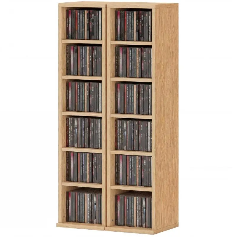 Set of 2 CD Storage Units with Adjustable Shelves
