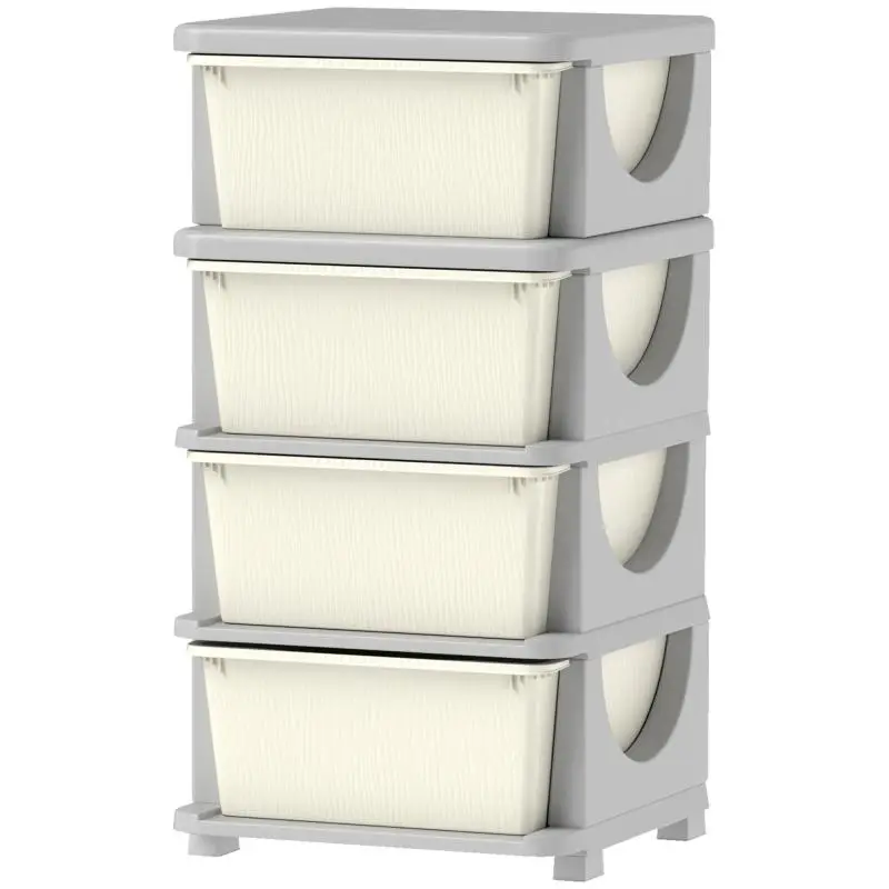 Children’s Plastic Chest of Drawers, 4 Drawers, Cream
