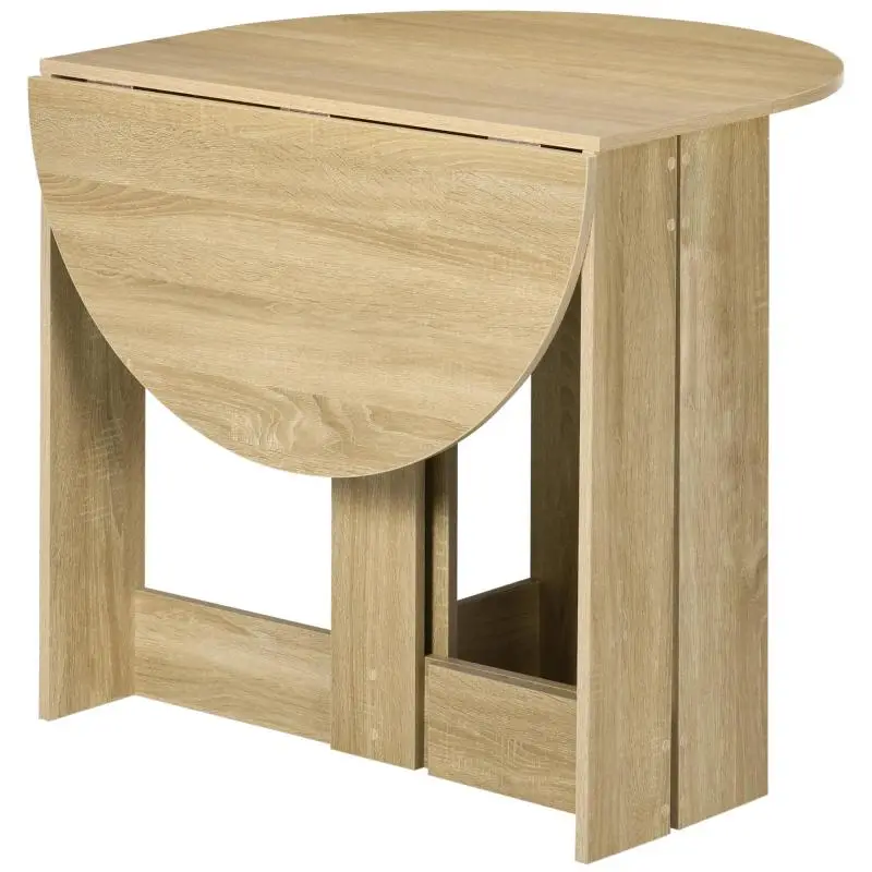 Folding Dining Table with 2 Drop-Leaf Tops, Oak